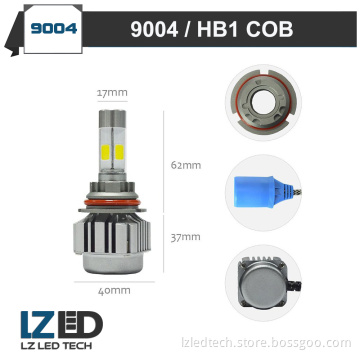 9004 HB1 LED Headlight Kit 4 Side COB High Low Dual Beam LED Kit 72w White 6000k 8400lm Replace for Halogen or HID Bulbs